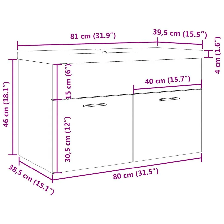 Ensemble de meubles salle de bain 2 pcs bois d'ingénierie - 11