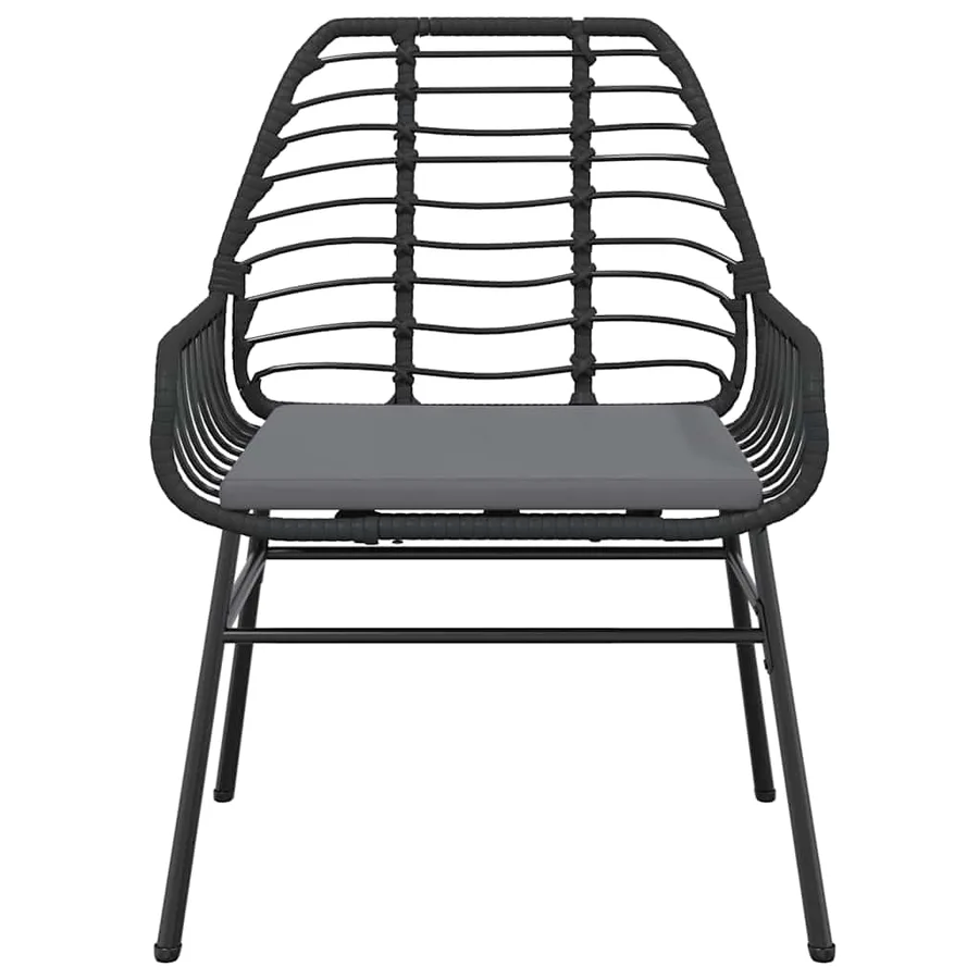Ensemble à manger de jardin et coussins 3 pcs noir rotin verre - 5