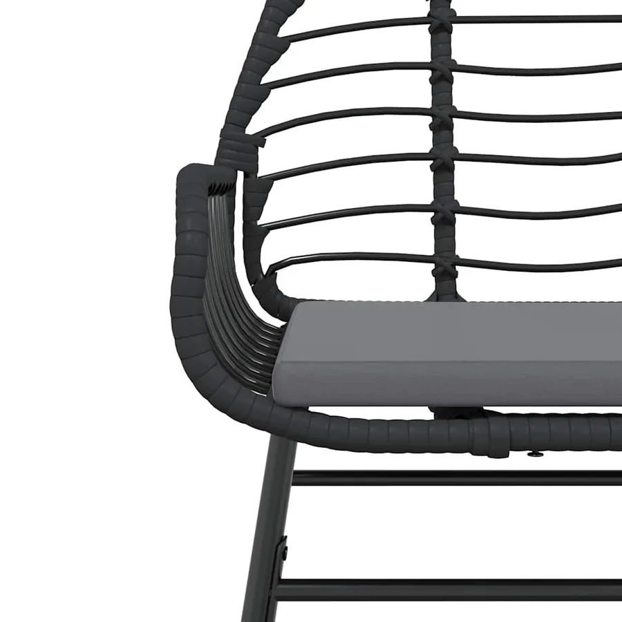 Ensemble à manger de jardin et coussins 3 pcs noir rotin verre - 6
