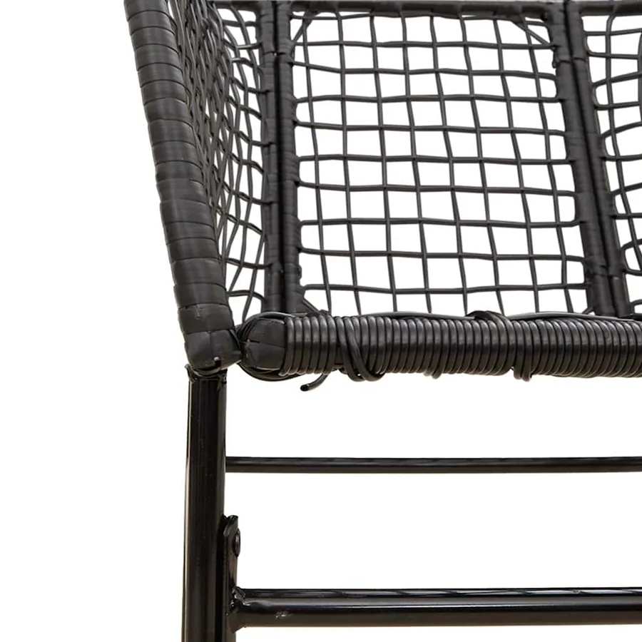 Ensemble à manger de jardin 5 pcs noir résine tressée verre - 8
