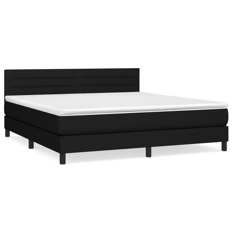 Sommier à lattes de lit avec matelas Noir 160x200 cm Tissu - 2
