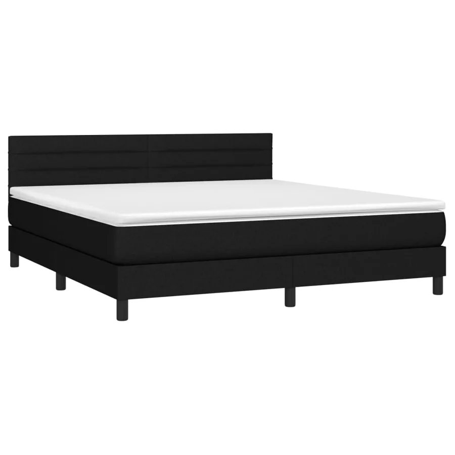 Sommier à lattes de lit avec matelas Noir 160x200 cm Tissu - 3