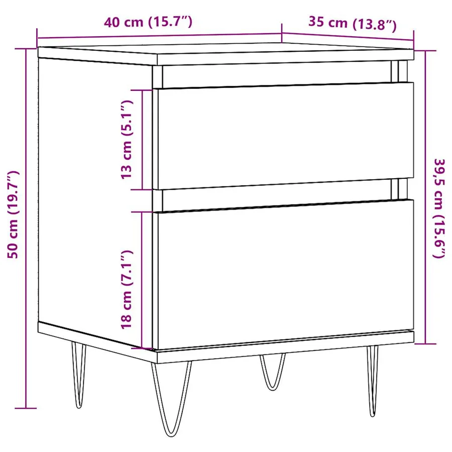 Tables de chevet 2 pcs vieux bois 40x35x50 cm bois d’ingénierie - 10
