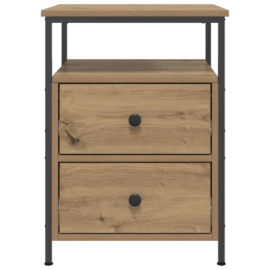 Table de chevet chêne artisanal 44x45x60 cm bois d'ingénierie - 4