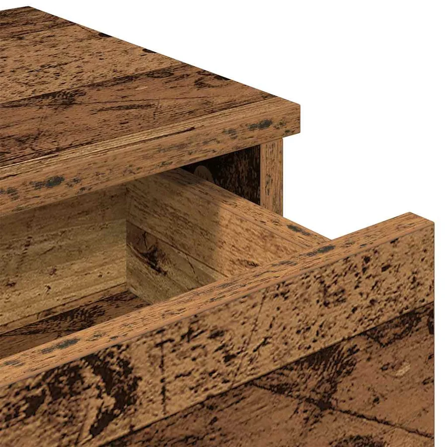 Étagère murale avec tiroirs vieux bois bois d'ingénierie - 8