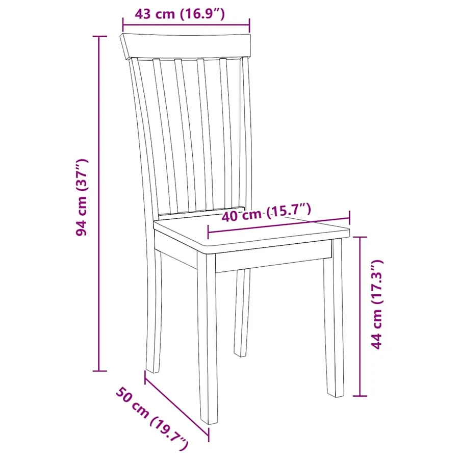 Chaises à manger 2 pcs blanc bois massif caoutchouc - 11