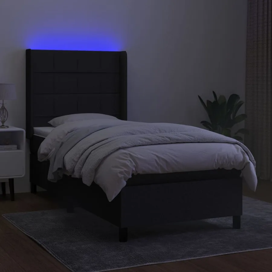 Sommier à lattes de lit matelas LED Noir 80x200cm Tissu - 3