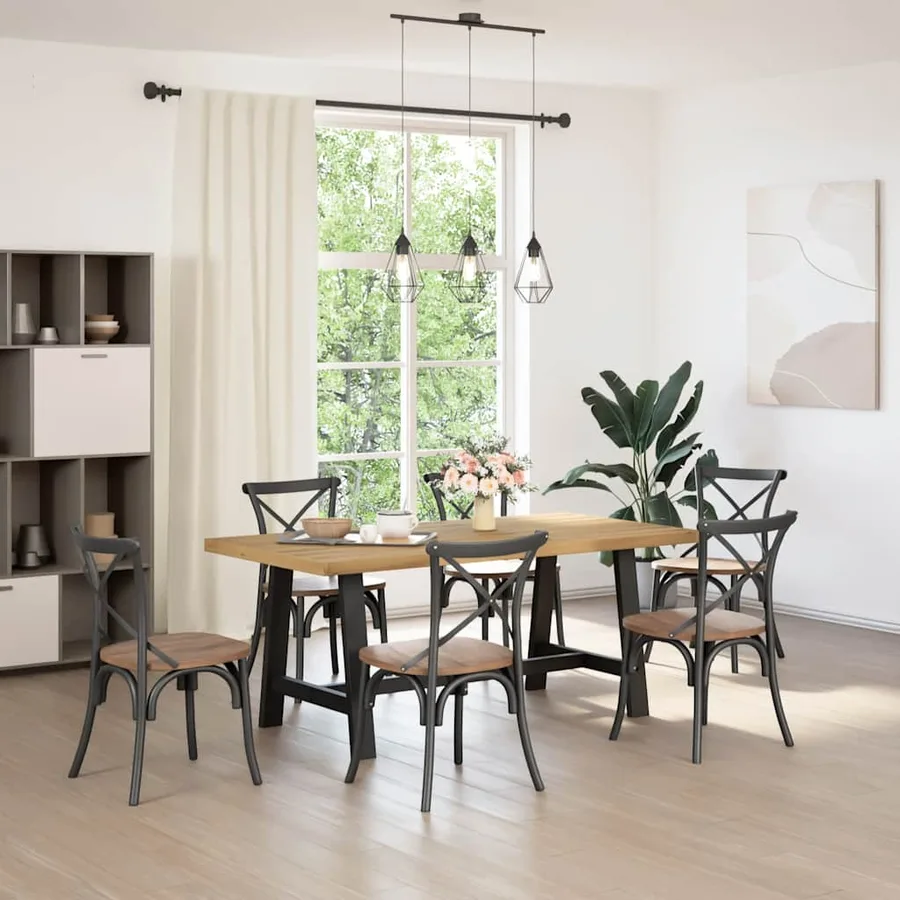 Table à manger NOAIN pieds en forme de A 180x90x75cm massif pin - 2