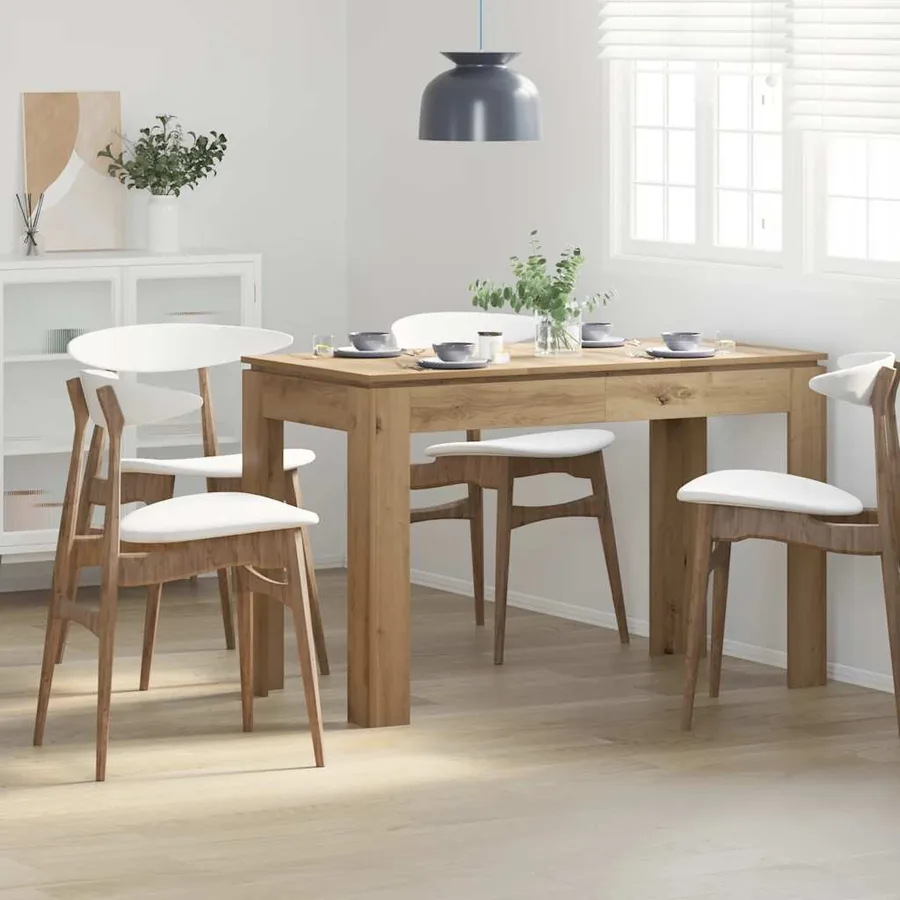 Table à manger chêne artisanal 120x60x76 cm bois d'ingénierie