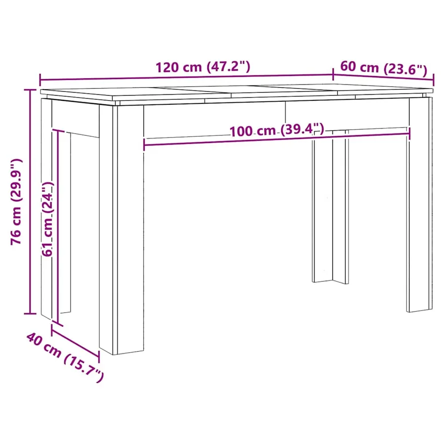 Table à manger chêne artisanal 120x60x76 cm bois d'ingénierie - 9