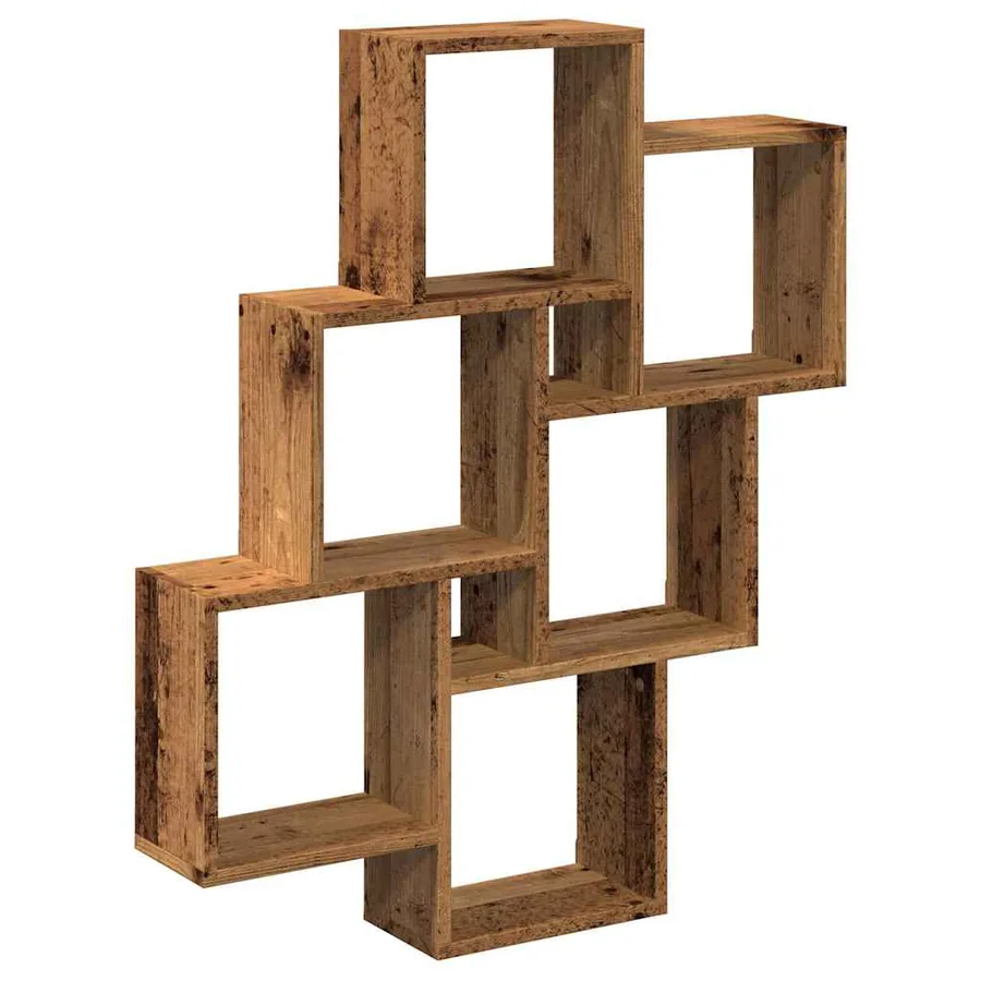 Étagère murale sous forme de cube vieux bois 78x15x93 cm - 2