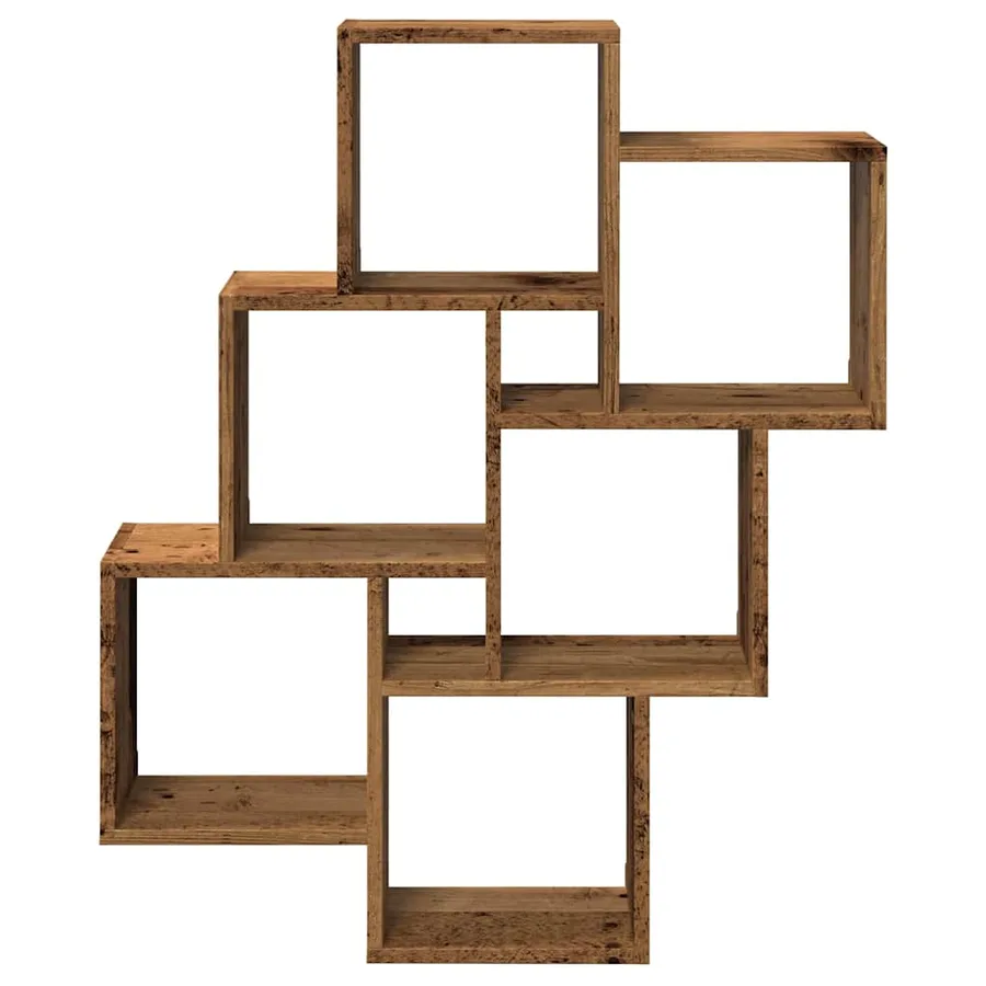 Étagère murale sous forme de cube vieux bois 78x15x93 cm - 4