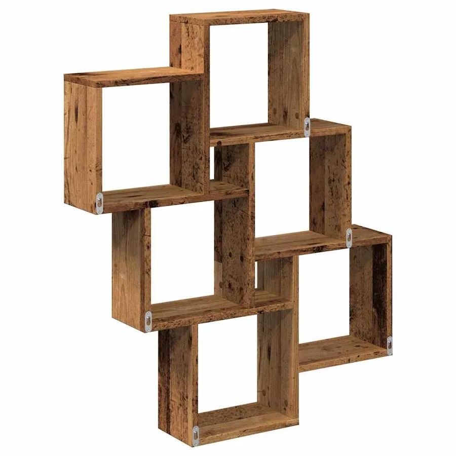 Étagère murale sous forme de cube vieux bois 78x15x93 cm - 6