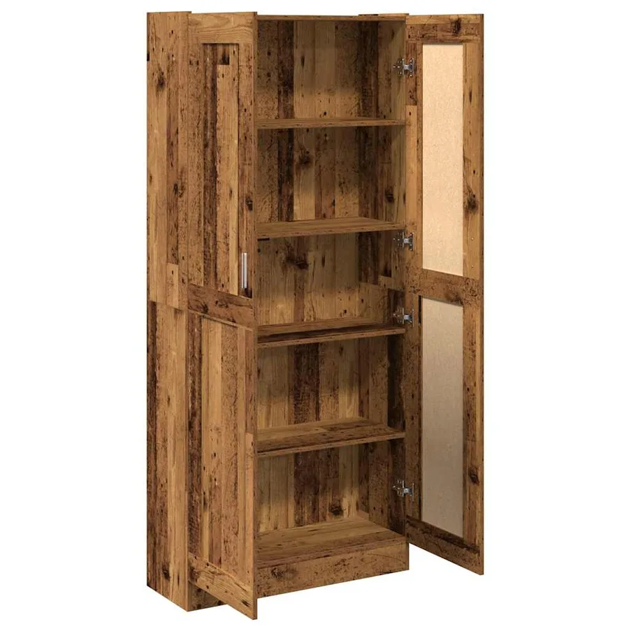 Buffet haut vieux bois 82,5x30,5x185 cm bois d'ingénierie - 6