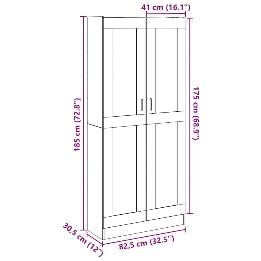 Buffet haut vieux bois 82,5x30,5x185 cm bois d'ingénierie - 9