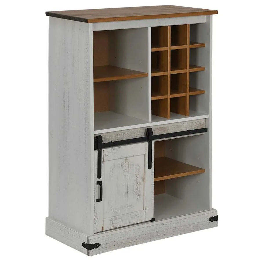 Armoire à vin HALDEN casiers à vin porte coulissante blanc pin - 3