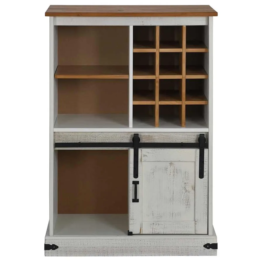 Armoire à vin HALDEN casiers à vin porte coulissante blanc pin - 4