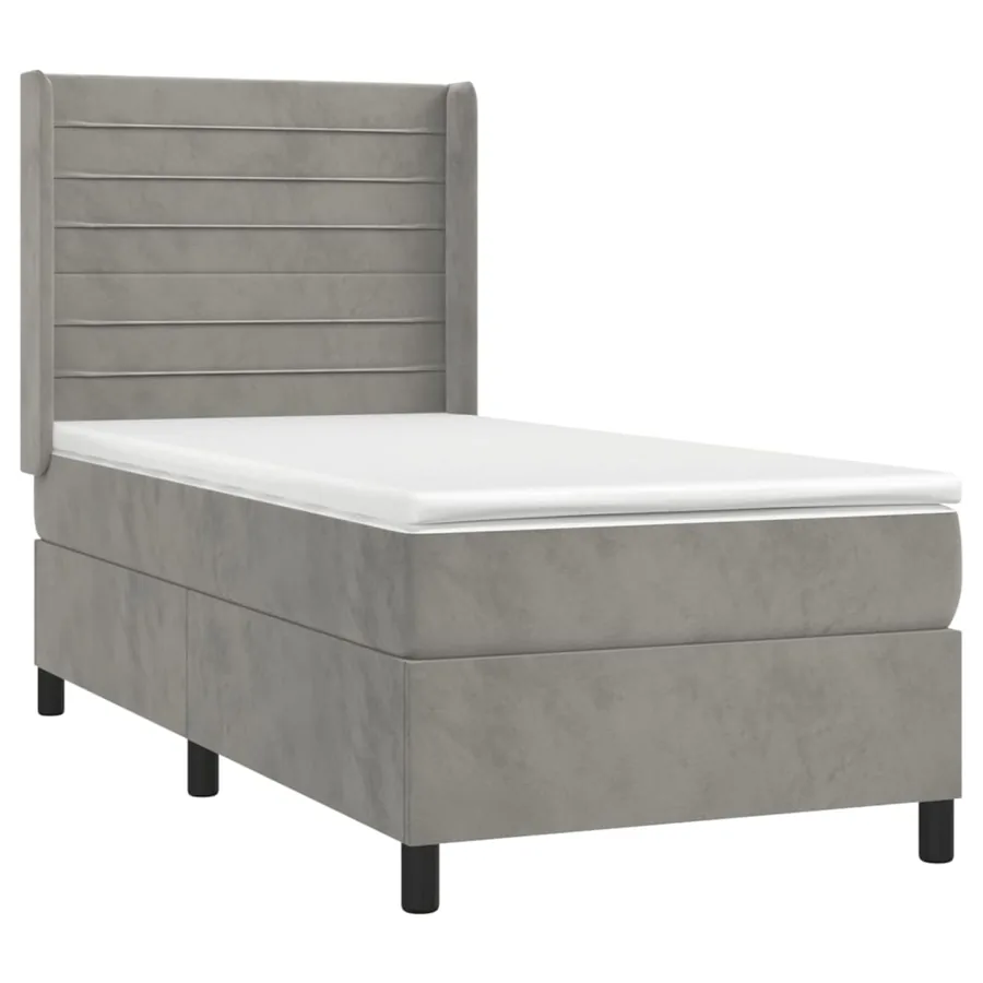 Sommier à lattes de lit et matelas Gris clair 90x200 cm Velours - 3