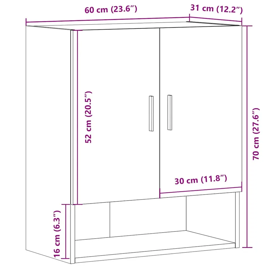 Armoire murale vieux bois 60x31x70 cm bois d'ingénierie - 11