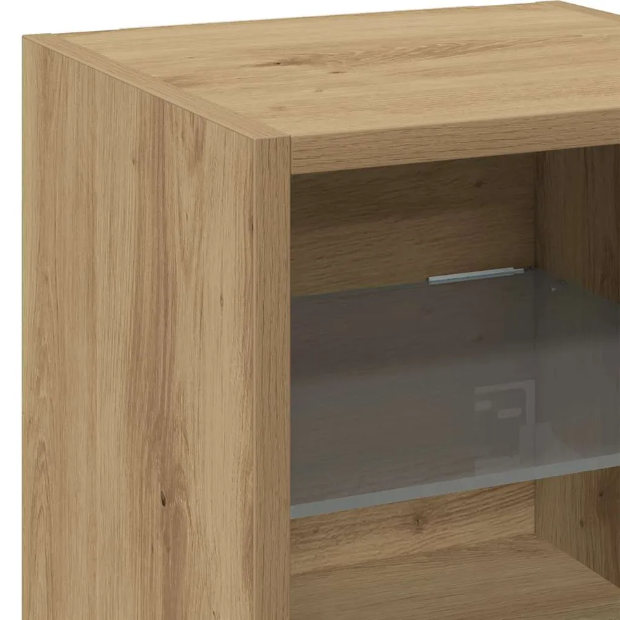 Meubles TV muraux lumières LED 2 pcs chêne artisanal - 11