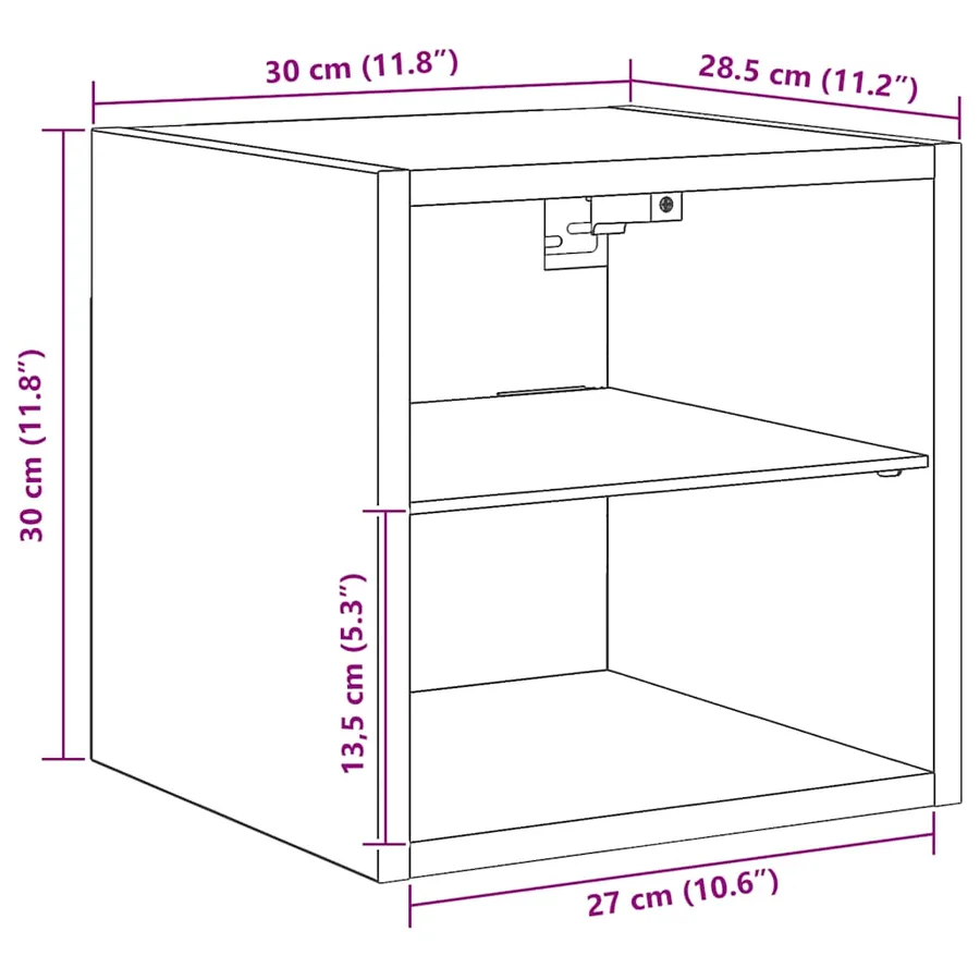 Meubles TV muraux lumières LED 2 pcs chêne artisanal - 15