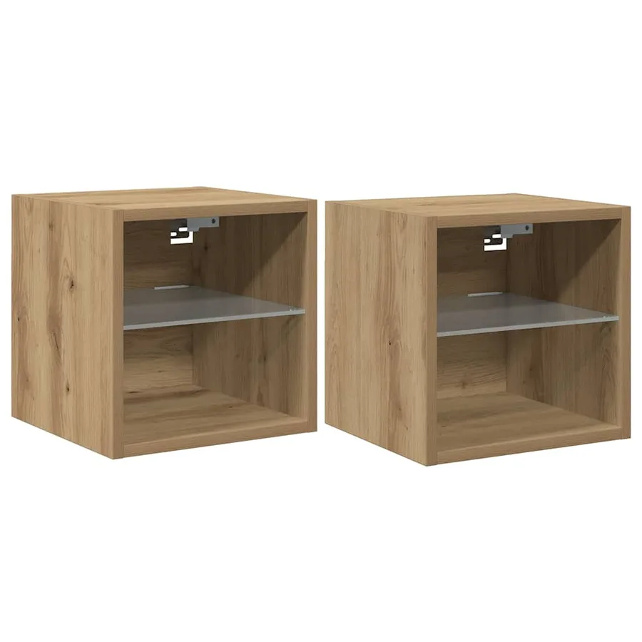 Meubles TV muraux lumières LED 2 pcs chêne artisanal - 5