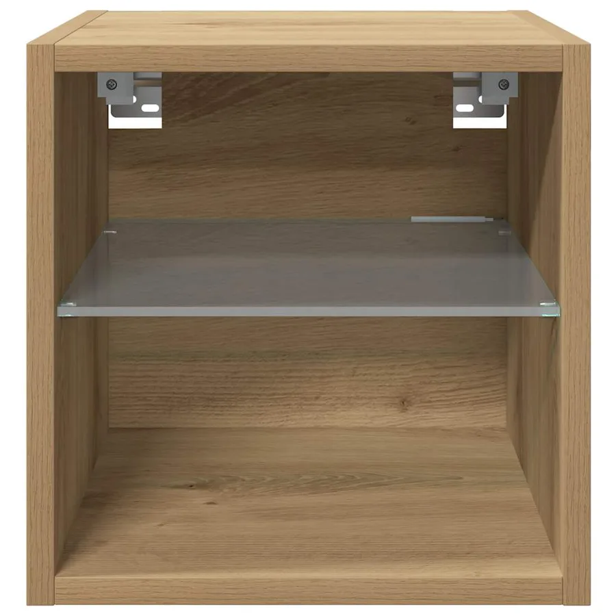 Meubles TV muraux lumières LED 2 pcs chêne artisanal - 7