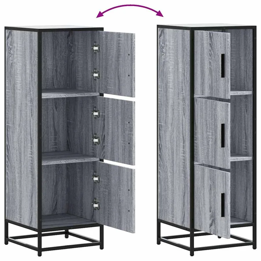 Buffet haut sonoma gris 35,5x35x106,5 cm bois ingénierie métal - 7