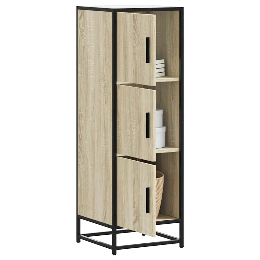 Buffet haut chêne sonoma 35,5x35x106,5 cm bois ingénierie métal