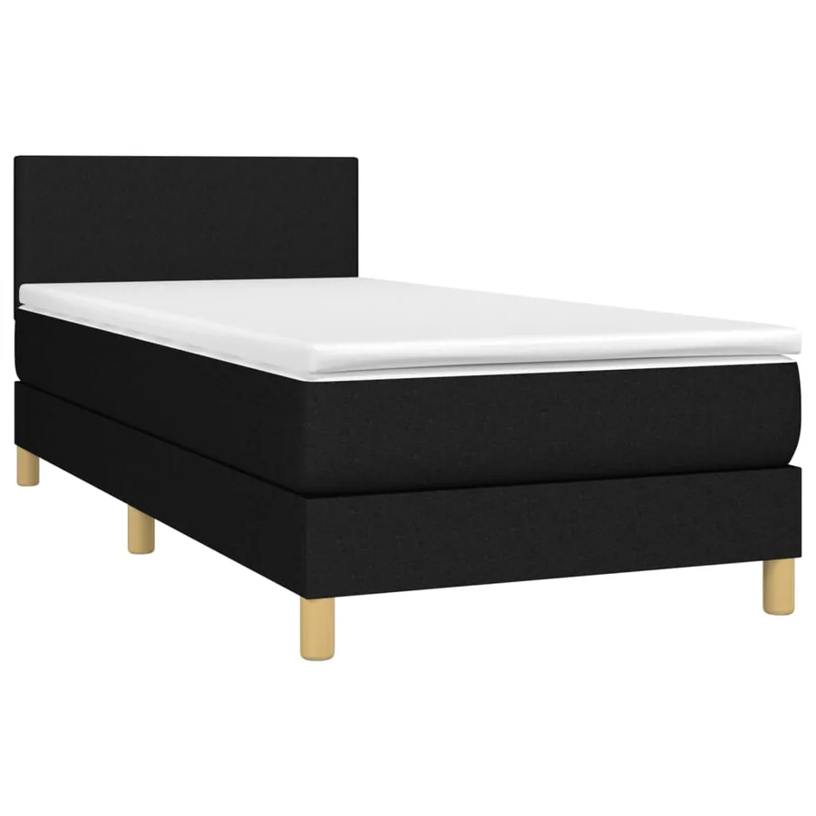 Sommier à lattes de lit avec matelas et LED Noir 90x200cm Tissu - 3