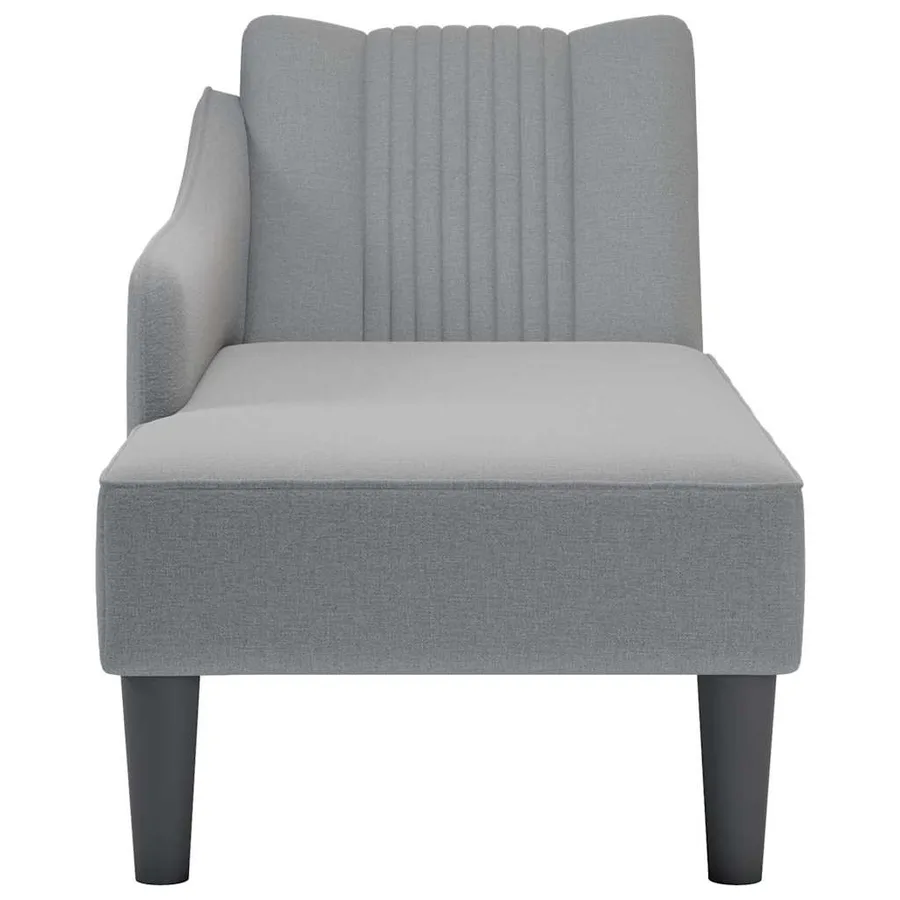 Fauteuil long avec accoudoir droit gris clair tissu - 4