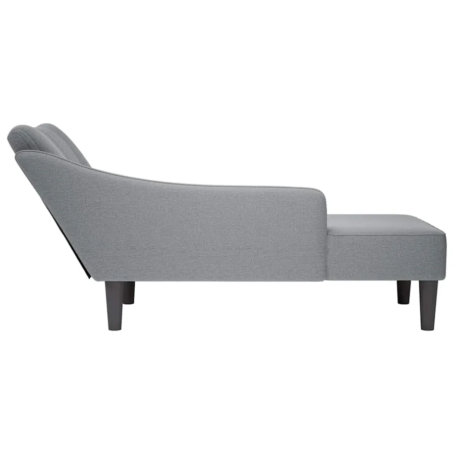 Fauteuil long avec accoudoir droit gris clair tissu - 5