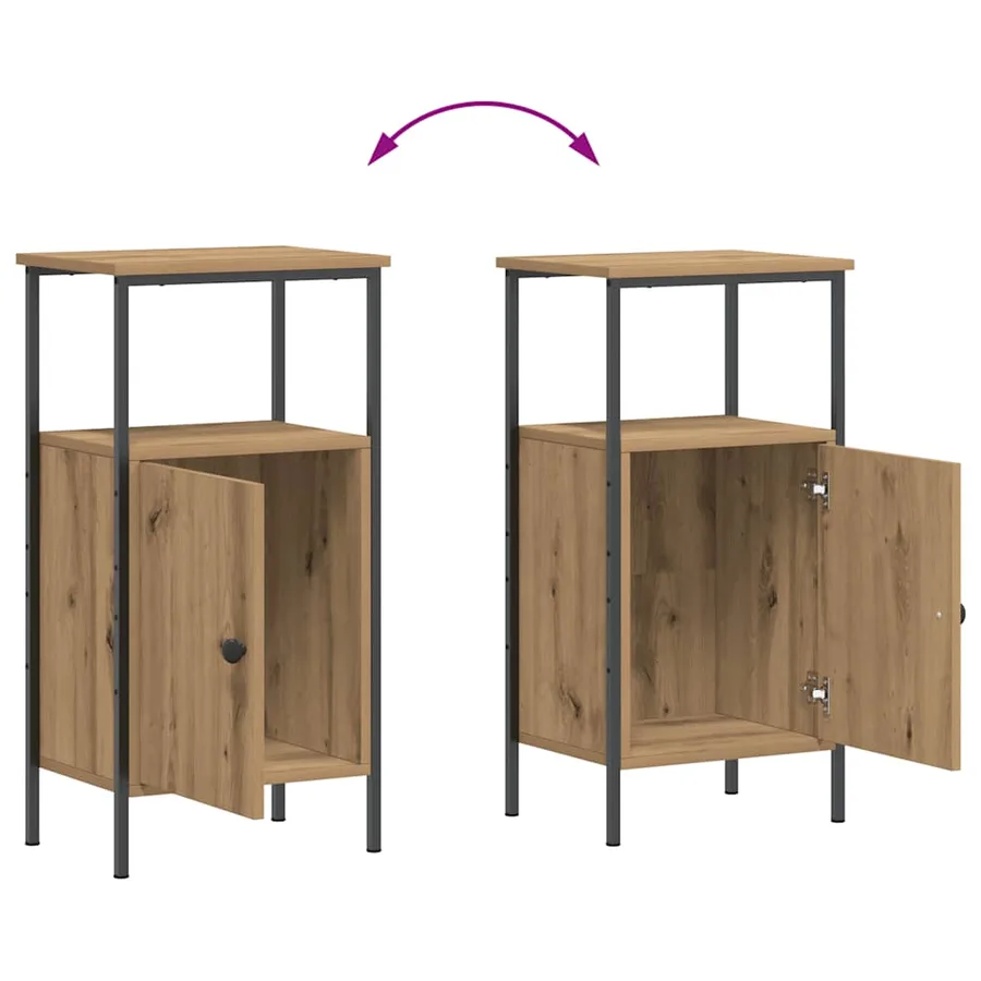 Tables de chevet 2 pcs chêne artisanal bois d'ingénierie - 10