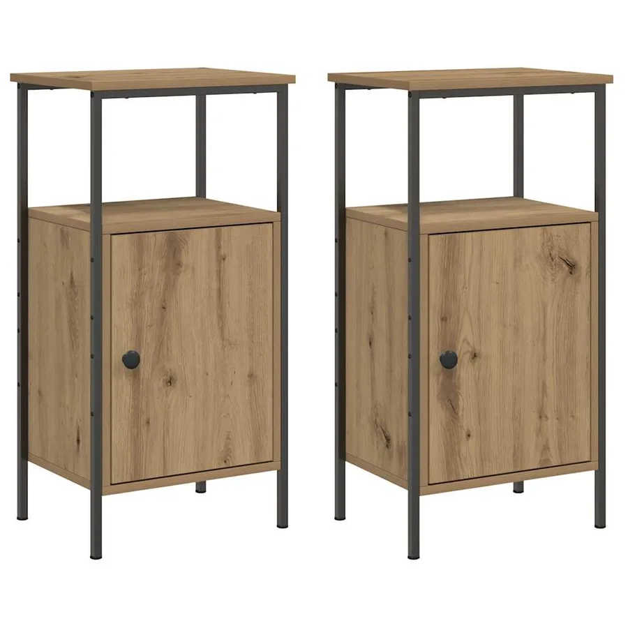 Tables de chevet 2 pcs chêne artisanal bois d'ingénierie - 2