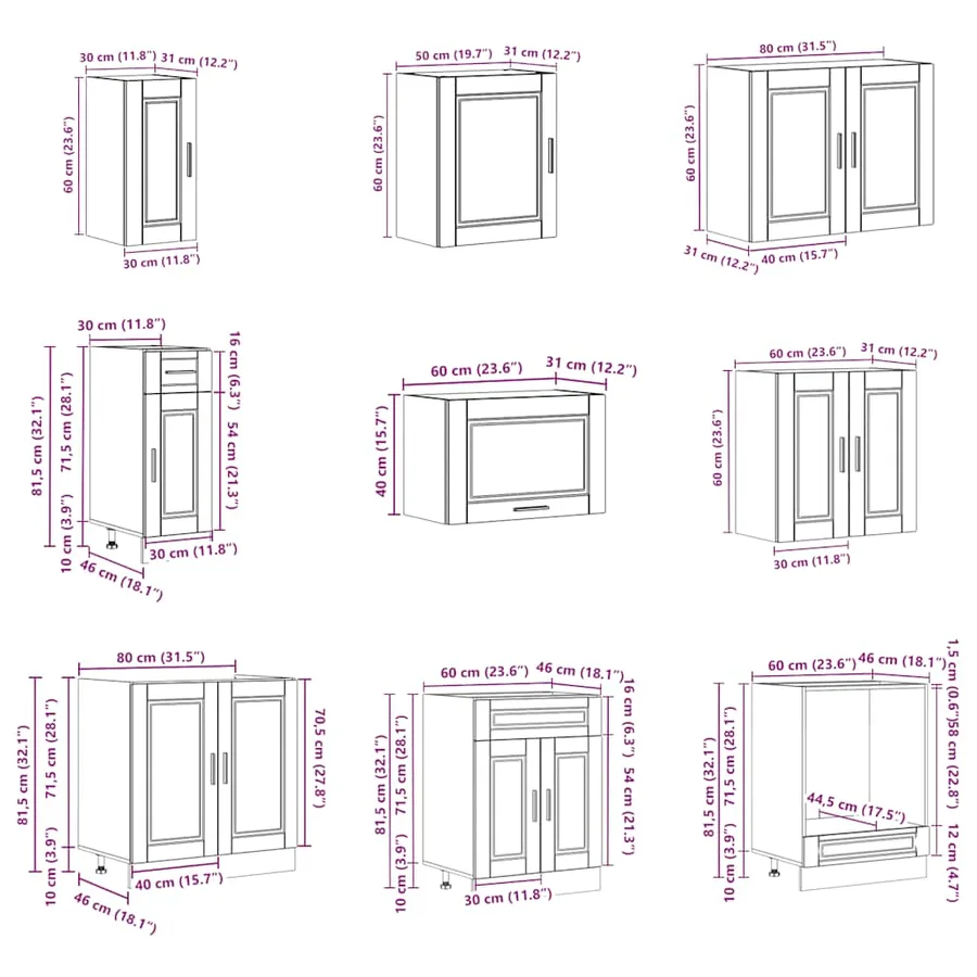 Ensemble d'armoires de cuisine 14 pcs Porto bois d'ingénierie - 10