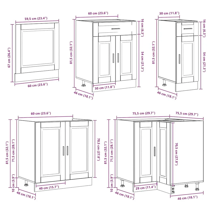 Ensemble d'armoires de cuisine 11 pcs Porto bois d'ingénierie - 10