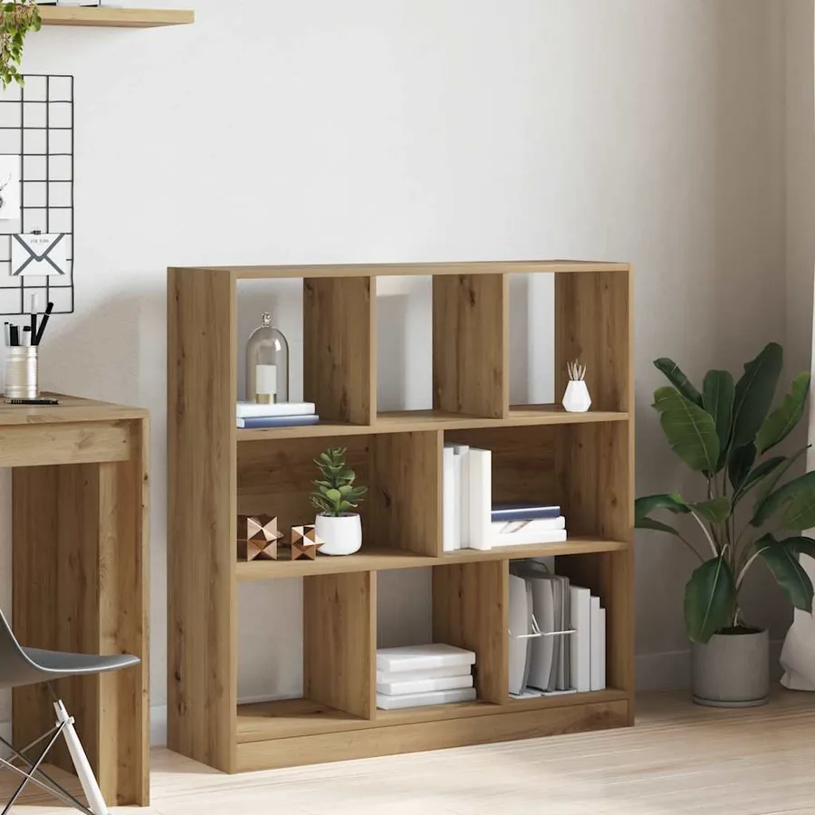 Bibliothèque chêne artisanal 97,5x29,5x100 cm bois d'ingénierie