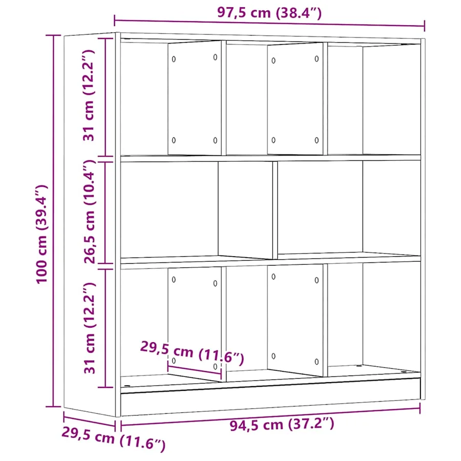 Bibliothèque chêne artisanal 97,5x29,5x100 cm bois d'ingénierie - 10