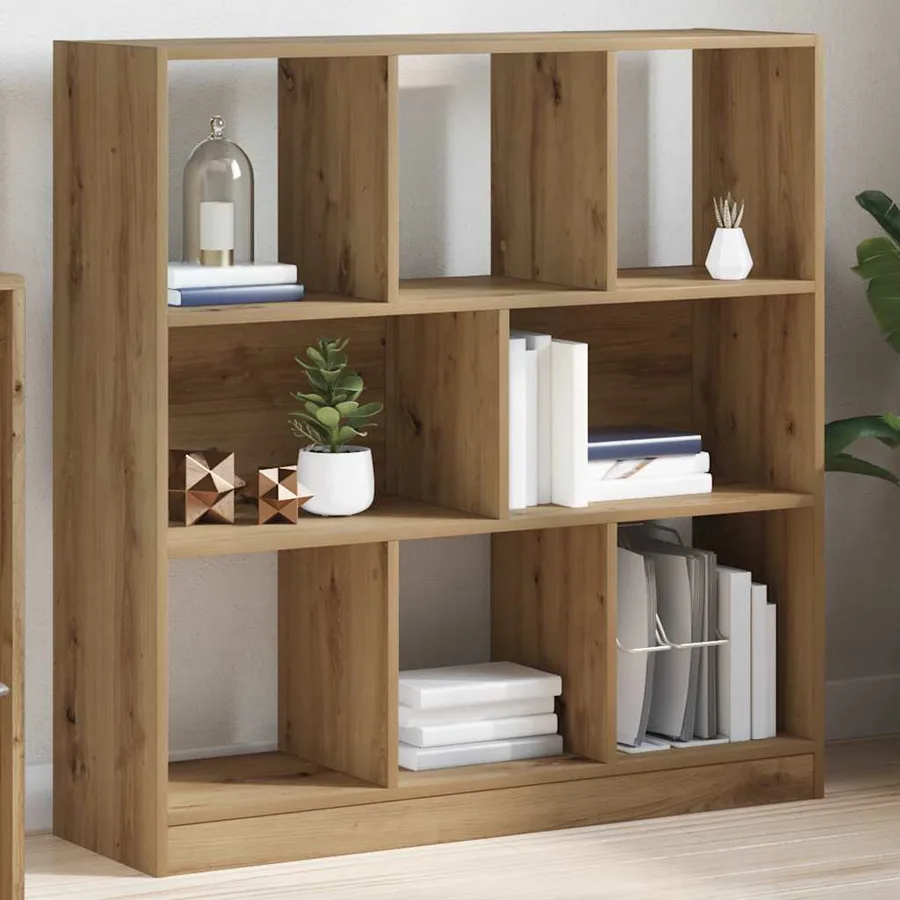 Bibliothèque chêne artisanal 97,5x29,5x100 cm bois d'ingénierie - 3