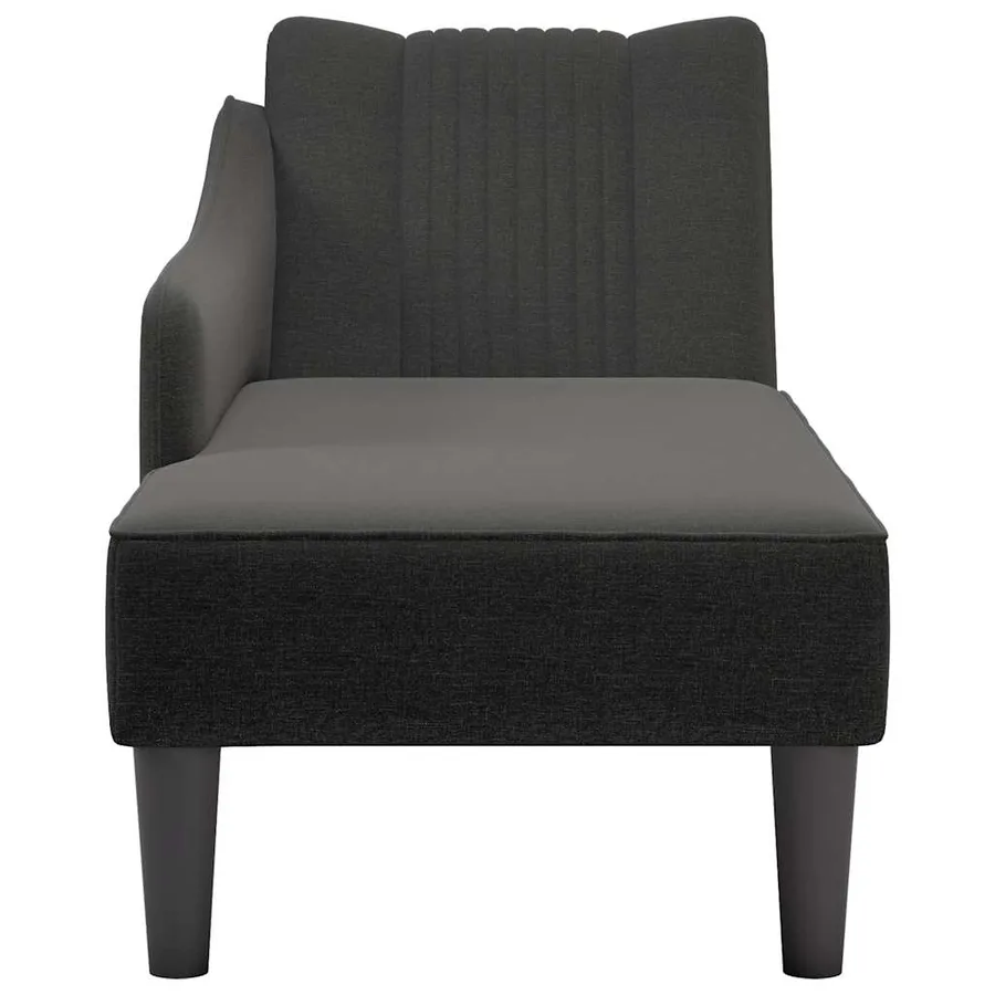 Fauteuil long avec accoudoir droit noir tissu - 4