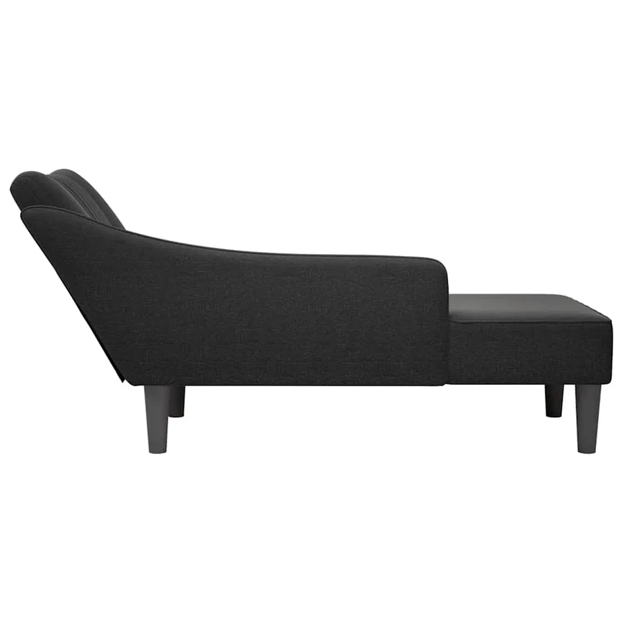 Fauteuil long avec accoudoir droit noir tissu - 5