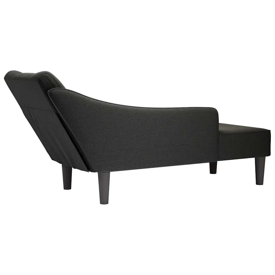 Fauteuil long avec accoudoir droit noir tissu - 6