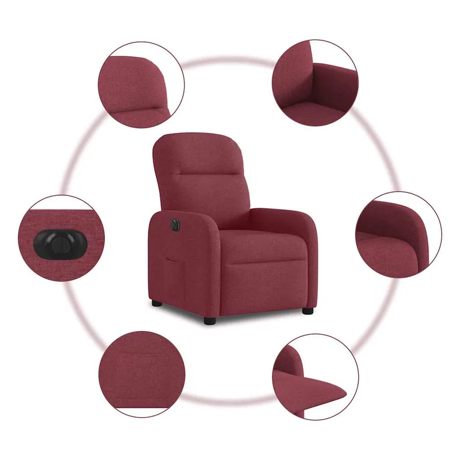 Fauteuil inclinable électrique Rouge bordeaux Tissu - 10
