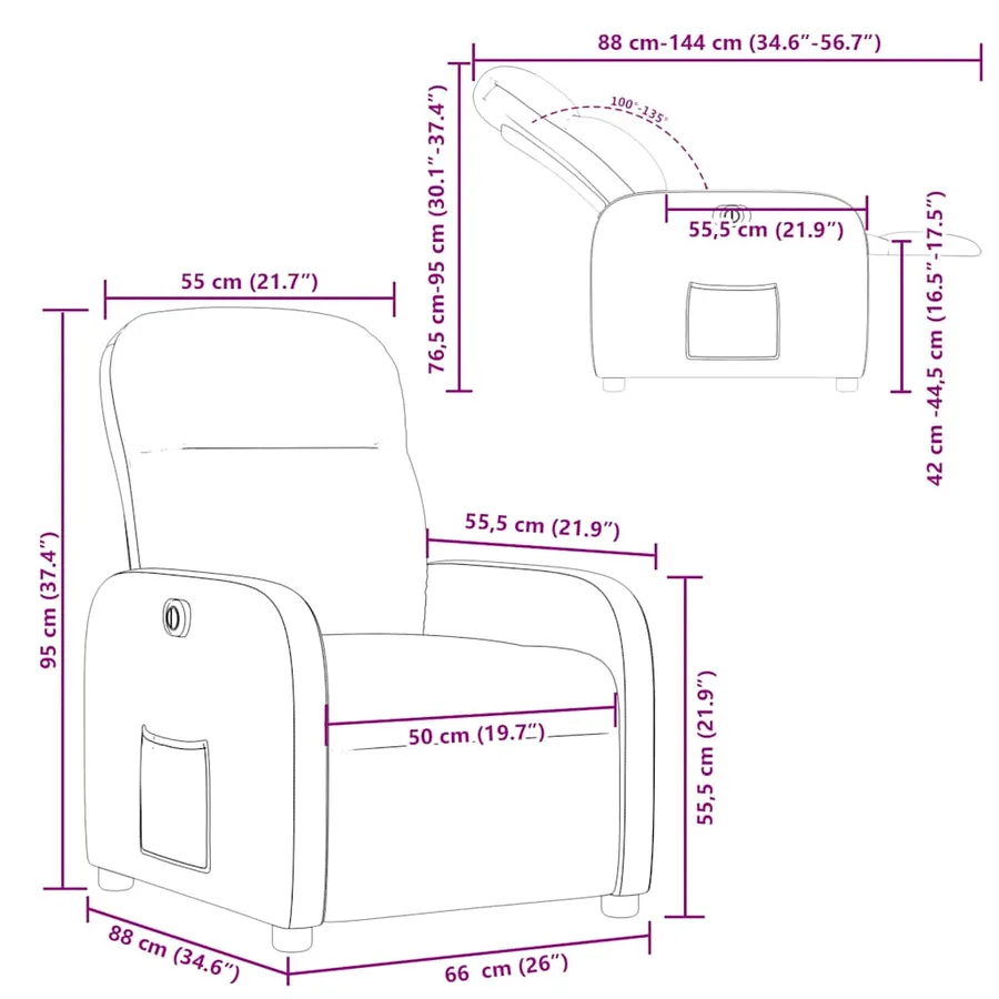 Fauteuil inclinable électrique Rouge bordeaux Tissu - 15