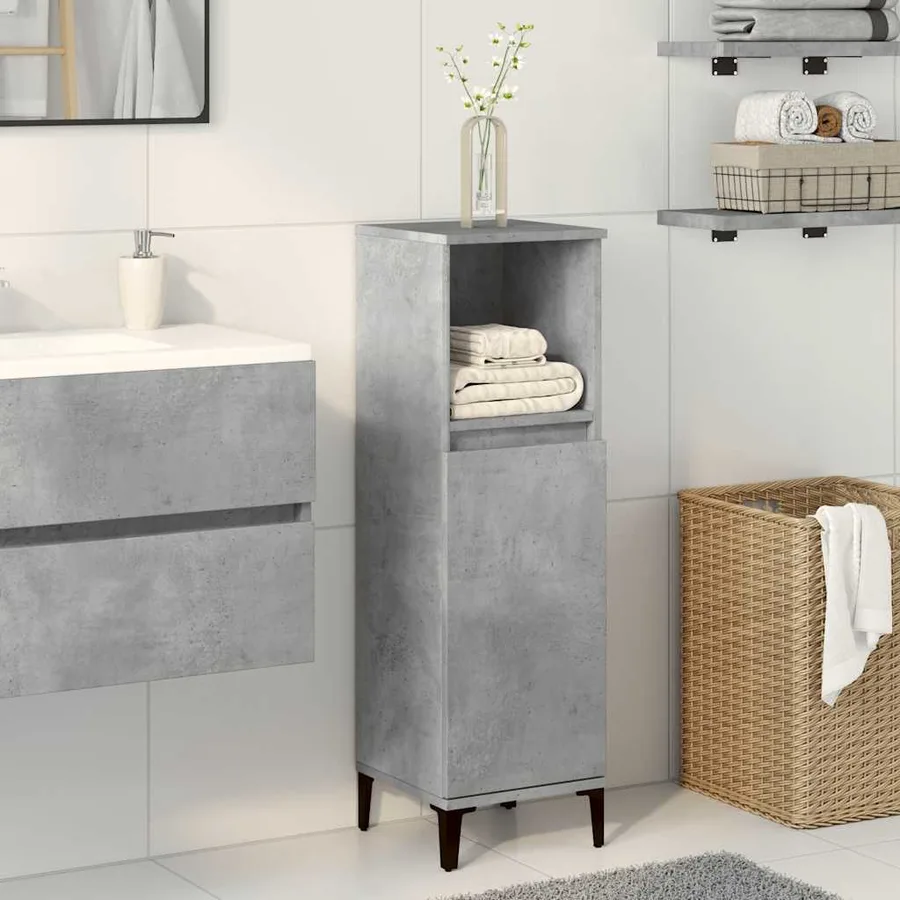 Armoire de salle de bain gris béton 30x30x100 cm - 3