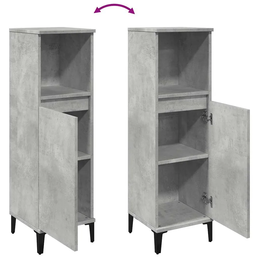 Armoire de salle de bain gris béton 30x30x100 cm - 8