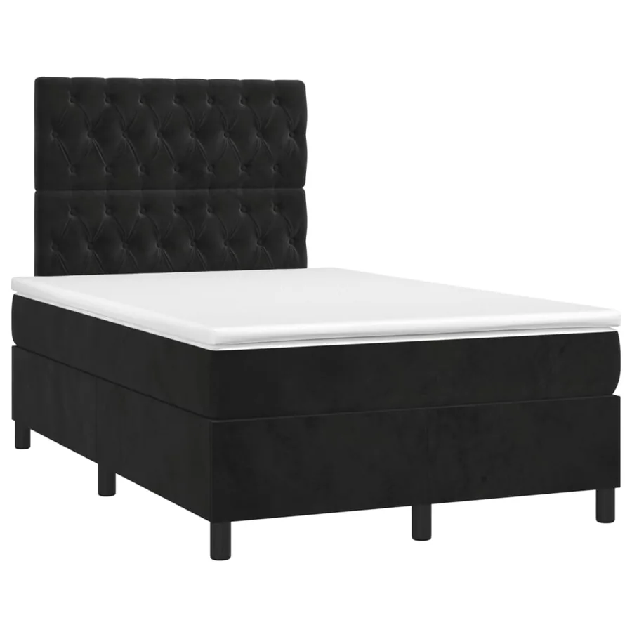 Sommier à lattes de lit matelas et LED Noir 120x200 cm Velours - 3