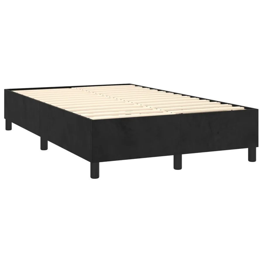 Sommier à lattes de lit matelas et LED Noir 120x200 cm Velours - 5