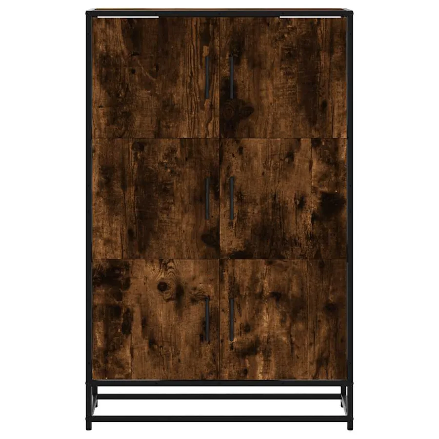 Buffet haut chêne fumé 68x35x106,5 cm bois d'ingénierie métal - 4