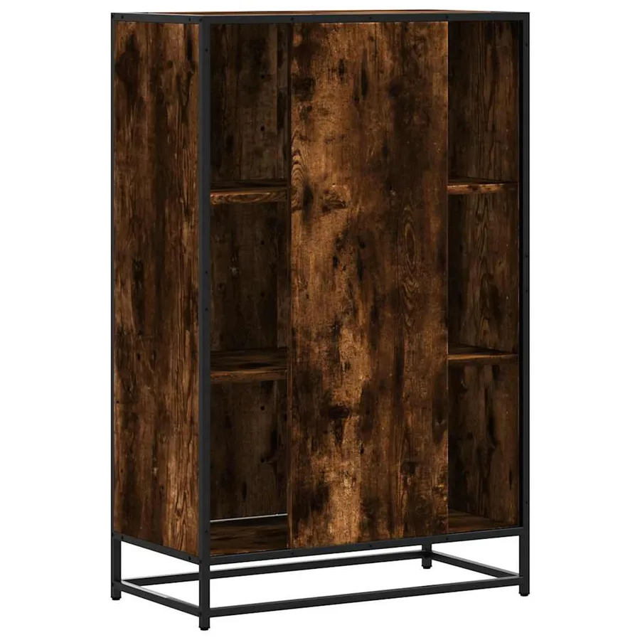 Buffet haut chêne fumé 68x35x106,5 cm bois d'ingénierie métal - 6